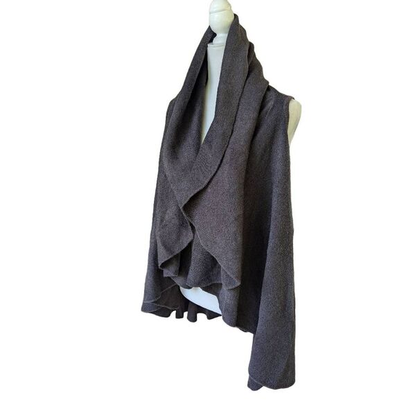 Look Shall We Dance Taupe Gray Sleeveless Waterfall Shawl Vest Cape One Size - Picture 2 of 6